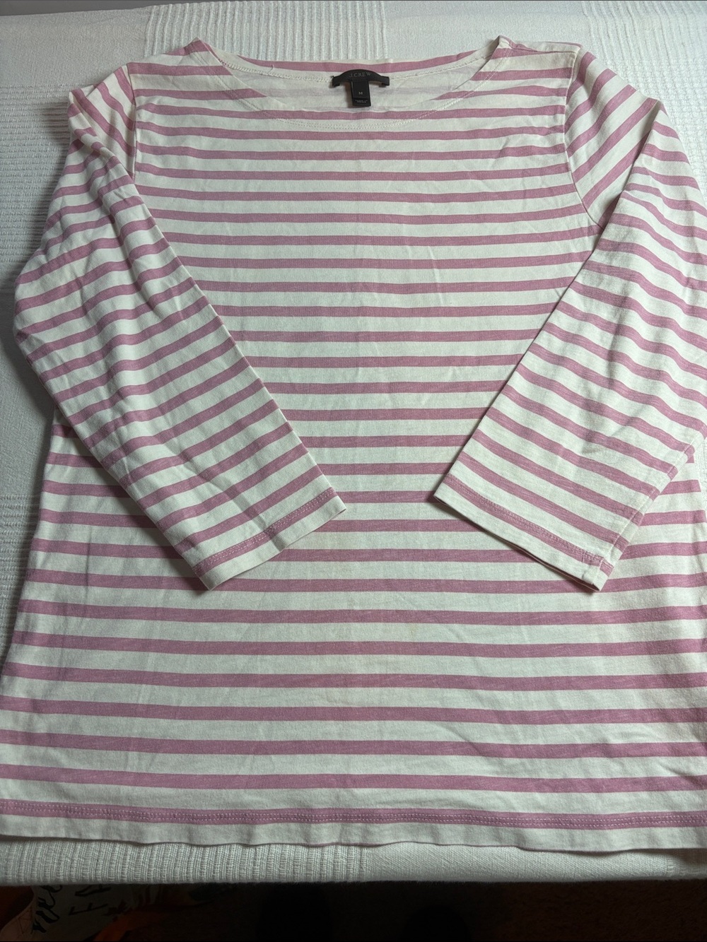 J. Crew Pink and White Striped Long-Sleeve Tee